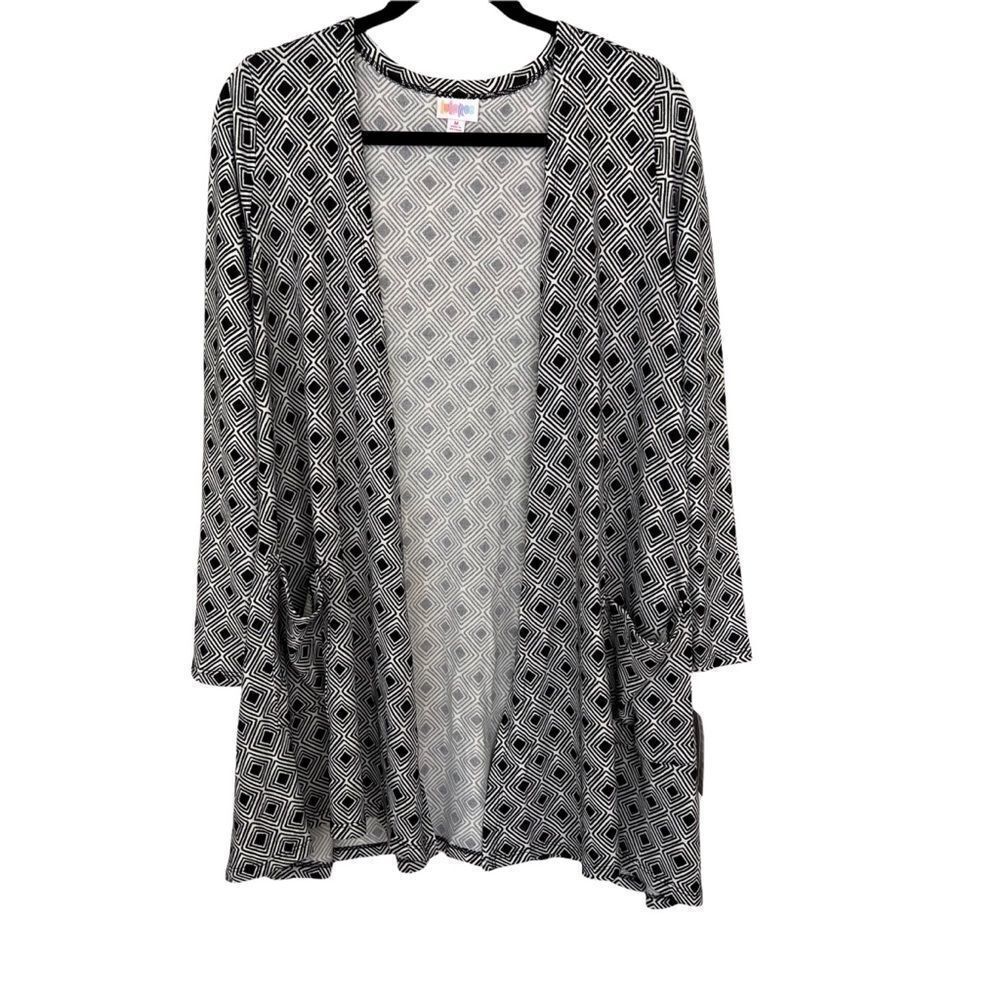 Lularoe Caroline Cardigan Black & White - Size Medium